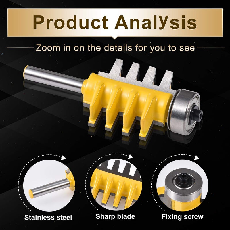 KATUR Reversible Finger Glue Joint Router Bit with 1/4 Inch Shank, Woodworking Milling Cutter Router Bit (1/4" Shank 1-3/8" Width 1-1/4" Depth) - Image 3